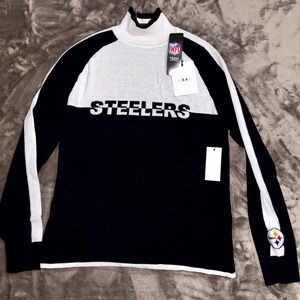 Pittsburgh Steelers Sweater Women Medium Black WEAR by Erin Andrews Football NFL